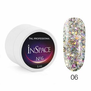 TNL, InSpace - Гель для дизайна светоотражающий с глиттером №06 галактический розовый (5 мл)