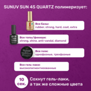 SUNUV, LED/UV-Лампа для сушки ногтей с кварцевыми диодами SUN 4S (черная, 48 Вт, 36 светодиодов)