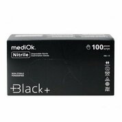 mediOk, Перчатки нитриловые смотровые (Black+ BS, черные, размер M, 100 шт./50 пар) НДС 22%
