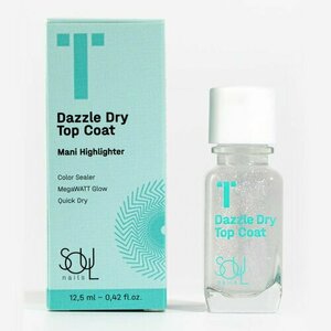 SOULnails, Dazzle Dry Top Coat - Топ для лака с шиммером (12,5 мл)