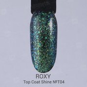 ROXY Nail Collection, No Wipe Top Coat Shine - Топ без липкого слоя с шиммером № Т04 (10 ml.)