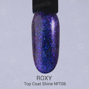 ROXY Nail Collection, No Wipe Top Coat Shine - Топ без липкого слоя с шиммером № Т06 (10 ml.)