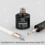TNL, Гель-лак Glitter №31 - Серебряный с малиновыми блестками (10 мл.)
