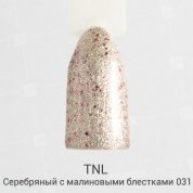 TNL, Гель-лак Glitter №31 - Серебряный с малиновыми блестками (10 мл.)