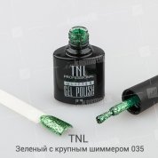 TNL, Гель-лак Glitter №35 - Зеленый с крупным шиммером (10 мл.)