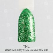 TNL, Гель-лак Glitter №35 - Зеленый с крупным шиммером (10 мл.)
