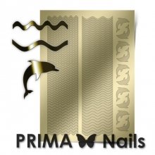 PrimaNails, Металлизированные наклейки для дизайна SEA-002, Золото