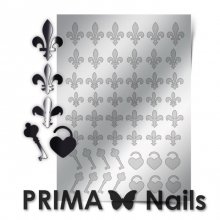 PrimaNails, Металлизированные наклейки для дизайна PR-003, Серебро