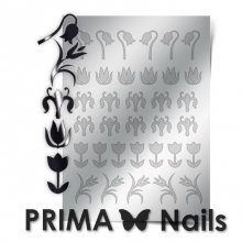 PrimaNails, Металлизированные наклейки для дизайна FL-002, Серебро