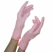 Benovy, Перчатки нитриловые текстурированные на пальцах розовые MYS (М, 100 шт)