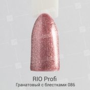 Rio Profi, Гель-лак каучуковый - Гранатовый с блестками №86 (7 мл.)