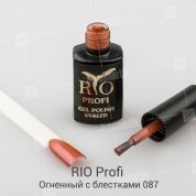 Rio Profi, Гель-лак каучуковый - Огненный с блестками №87 (7 мл.)