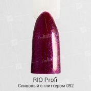 Rio Profi, Гель-лак каучуковый - Сливовый с глиттером №92 (7 мл.)