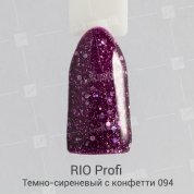 RIO Profi, Гель-лак каучуковый - Темно-сиреневый с конфетти и блестками №94 (7 мл.)