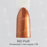 Rio Profi, Гель-лак каучуковый - Огненный с глиттером №139 (7 мл.)