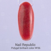 Nail Republic, Polygel - Полигель для моделирования ногтей №36 (красный с шиммером, 7 гр.)