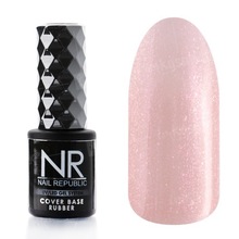 Nail Republic, Cover Pink Base Rubber - Базовое камуфлирующее покрытие с шиммером №15 (10 мл.)