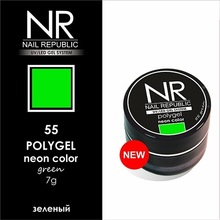 Nail Republic, Polygel - Полигель для моделирования ногтей №55 (неоновый зеленый, 7 гр.)