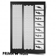 PrimaNails, Трафарет для дизайна ногтей New Size - Волны и молнии