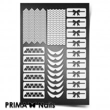 PrimaNails, Трафарет для дизайна ногтей New Size - Френч и лунки. Фантазия