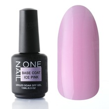 OneNail, Base Coat Ice Pink - Цветная камуфлирующая база (15 ml)