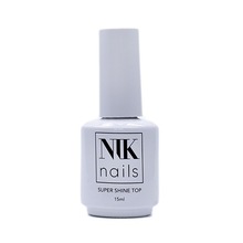 NIK nails, Top Super Shine - Суперглянцевое топовое покрытие для гель-лака без липкого слоя (15 ml.)