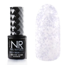 Nail Republic, Cover Base Rubber - Базовое камуфлирующее покрытие с блестками №52 (10 мл.)