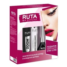 RUTA, Набор для макияжа Тушь Zoom Sensation+Блеск для губ Rich Gloss №01+Жидкая подводка Stay line
