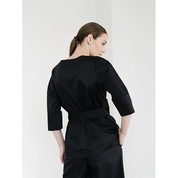 LIDSMI, Блуза с запахом женская, цвет черный (размер 42)