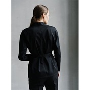 LIDSMI, Блуза асимметричная с поясом женская, цвет черный (размер 42)