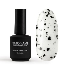 Monami, Super Shine Top Marble - Топ с черными хлопьями без липкого слоя (15 мл)