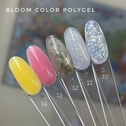 Bloom, Полигель цветной для моделирования ногтей №11 (прозрачный с блестками, 12 гр.)