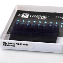 eXtreme look, Ресницы для наращивания омбре black+violet D 0,10 (фиолетовый, микс 9-12, 6 линий)