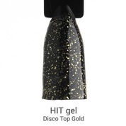 HIT gel, Disco Top Gold - Топовое покрытие для гель-лака без липкого слоя с поталью (9 мл)